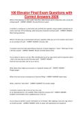 100 Elevator Final Exam Questions with Correct Answers 2026