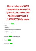 Liberty University SOWK  Comprehensive Exam &lpar;2026  updated&rpar; QUESTIONS AND  ANSWERS &lpar;DETAILED &  ELABORATED&rpar; fully solved 