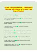 Quality Management   Exam &vert; Comprehensive Questions and Answers &vert; A&plus; Graded &vert; With Expert Solutions
