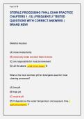 STERILE PROCESSING FINAL EXAM PRACTICE  CHAPTERS 1 -13&rpar; &vert; FREQUENTLY TESTED  QUESTIONS WITH CORRECT ANSWERS &vert;  BRAND NEW&excl;