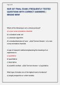 NUR 307 FINAL EXAM &vert; FREQUENTLY TESTED  QUESTIONS WITH CORRECT ANSWERS &vert;  BRAND NEW&excl;