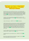 Real Estate Law  Exam &vert; Comprehensive Questions and Answers &vert; A&plus; Graded With Expert Solutions