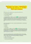 Real Estate Law  Exam &vert; Comprehensive Questions and Answers &vert; A&plus; Graded With Expert Solutions