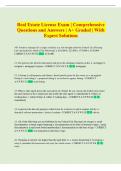 Real Estate Law  Exam &vert; Comprehensive Questions and Answers &vert; A&plus; Graded With Expert Solutions