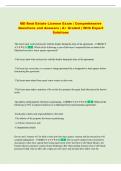 Real Estate Law  Exam &vert; Comprehensive Questions and Answers &vert; A&plus; Graded With Expert Solutions