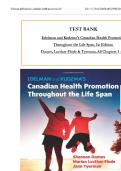 TEST BANK For Edelman and Kudzma's Canadian Health Promotion Throughout the Life Span&comma; 1st Edition by Dames&comma; Luctkar-Flude & Tyerman&comma; Verified Chapters 1 - 25&comma; Complete Newest Version