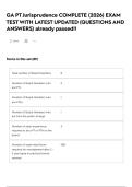 GA PT Jurisprudence COMPLETE &lpar;2026&rpar; EXAM TEST WITH LATEST UPDATED &lpar;QUESTIONS AND ANSWERS&rpar; already passed&excl;&excl;