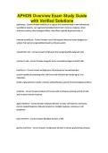 APHON Overview Exam Study Guide with Verified Solutions