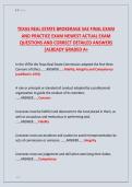 TEXAS REAL ESTATE BROKERAGE SAE FINAL EXAM  AND PRACTICE EXAM NEWEST ACTUAL EXAM   QUESTIONS AND CORRECT DETAILED ANSWERS   &vert;ALREADY GRADED A&plus;