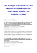 WGU D522 Python for IT Automation OA Actual Exam 2026&sol;2027 &ndash; Verified Q&A &ndash; 100&percnt; Correct &ndash; Detailed Rationales &ndash; Pass Guaranteed &ndash; A&plus; Graded
