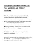 ACI CERTIFICATION EXAM SCRIPT 2026  FULL QUESTIONS AND CORRECT  ANSWERS