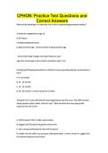 CPHON&colon; Practice Test Questions and Correct Answers