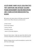 ACUTE KIDNEY INJURY NCLEX 2026 PRACTICE  TEST QUESTIONS AND DETAILED OLIGURIC  PHASE MANAGEMENT DIALYSIS INDICATIONS  AND COMPLICATIONS BREAKDOWN FULL  REVIEW
