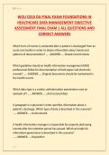 WGU C810 OA FINAL EXAM FOUNDATIONS IN  HEALTHCARE DATA MANAGEMENT OBJECTIVE  ASSESSMENT FINAL EXAM &vert; ALL QUESTIONS AND  CORRECT ANSWERS