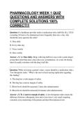 PHARMACOLOGY WEEK 1 QUIZ QUESTIONS AND ANSWERS WITH COMPLETE SOLUTIONS 100&percnt; CORRECT&excl;&excl;&excl;
