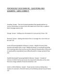 PSYCHOLOGY 1010 EXAM &num;2 - QUESTIONS AND ANSWERS &vert; 100&percnt; CORRECT&period;