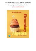 Instructor's Solutions Manual for Elementary Algebra For College Students 10th Edition by Allen Angel&comma; Chapter 1-10 &vert; All Chapters