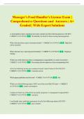TEXAS FOOD SAFETY MANAGERS Exam &vert; Comprehensive Questions and Answers &vert; A&plus; Graded &vert; With Expert Solutions