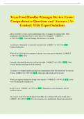 TEXAS FOOD SAFETY MANAGERS Exam &vert; Comprehensive Questions and Answers &vert; A&plus; Graded &vert; With Expert Solutions