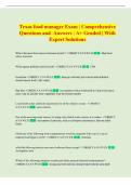 TEXAS FOOD SAFETY MANAGERS Exam &vert; Comprehensive Questions and Answers &vert; A&plus; Graded &vert; With Expert Solutions