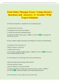 TEXAS FOOD SAFETY MANAGERS Exam &vert; Comprehensive Questions and Answers &vert; A&plus; Graded &vert; With Expert Solutions