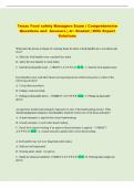 TEXAS FOOD SAFETY MANAGERS Exam &vert; Comprehensive Questions and Answers &vert; A&plus; Graded &vert; With Expert Solutions