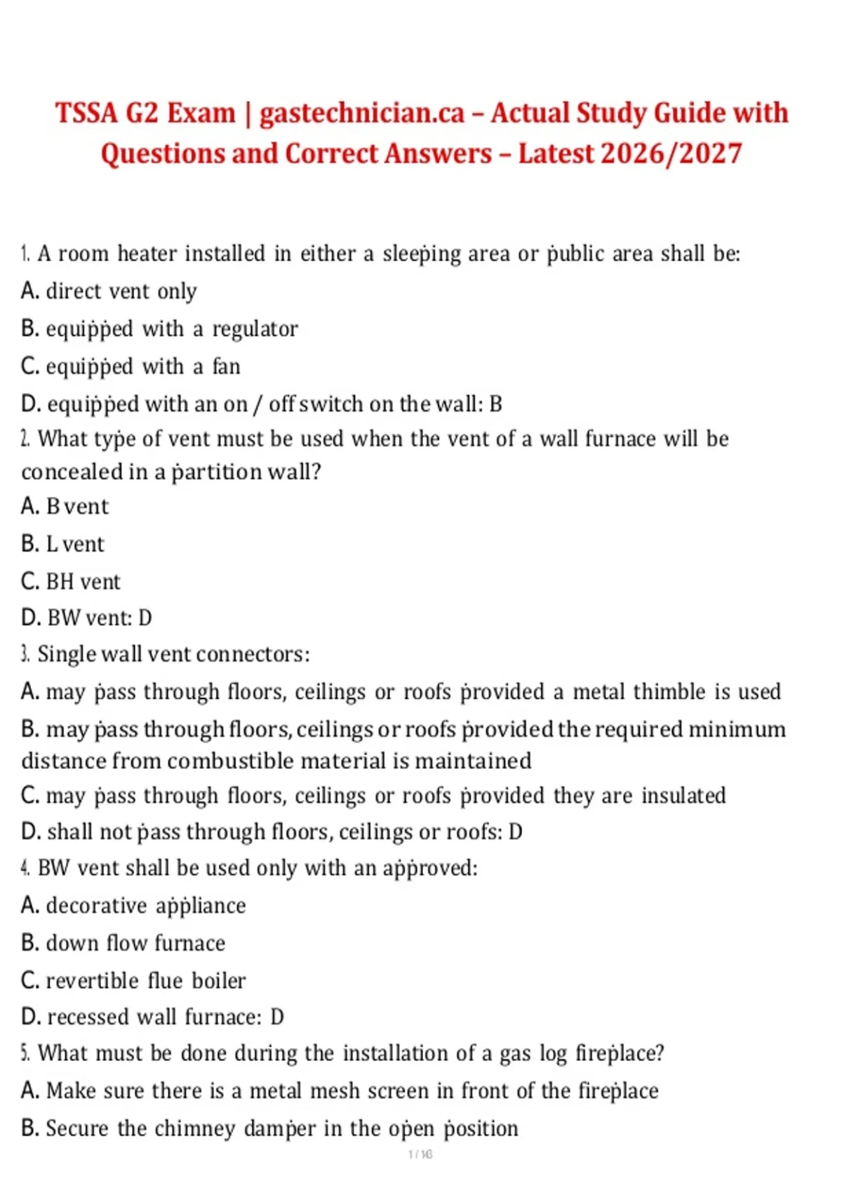 TSSA G2 Exam (gastechnician.ca) Study Guide Practice Questions and ...