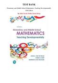 Test Bank for Elementary and Middle School Mathematics&colon; Teaching Developmentally 10th Edition &lpar;Walle&comma; 2018&rpar;&comma; Chapter 1-22 &vert; All Chapters