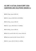 AO UNIT 4 ACTUAL EXAM SCRIPT 2026  QUESTIONS AND SOLUTIONS GRADED A&plus;