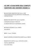 AO UNIT 4 EXAM PAPER 2026 COMPLETE  QUESTIONS AND ANSWERS GRADED A&plus; 