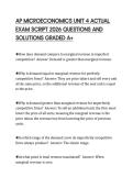 AP MICROECONOMICS UNIT 4 ACTUAL  EXAM SCRIPT 2026 QUESTIONS AND  SOLUTIONS GRADED A&plus;
