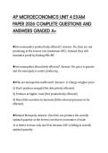 AP MICROECONOMICS UNIT 4 EXAM  PAPER 2026 COMPLETE QUESTIONS AND  ANSWERS GRADED A&plus;