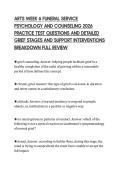 ARTS WEEK 6 FUNERAL SERVICE  PSYCHOLOGY AND COUNSELING 2026  PRACTICE TEST QUESTIONS AND DETAILED  GRIEF STAGES AND SUPPORT INTERVENTIONS  BREAKDOWN FULL REVIEW 