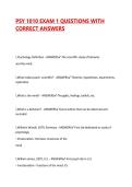 PSY 1010 EXAM 1 QUESTIONS WITH CORRECT ANSWERS