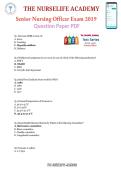 Senior Nursing Officer Exam 2019 Question Paper with solved solutions 