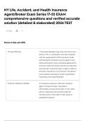 NY Life&comma; Accident&comma; and Health Insurance Agent&sol;Broker Exam Series 17-55 EXAM comprehensive questions and verified accurate solution &lpar;detailed & elaborated&rpar; 2026 TEST