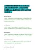 ACCREDITED RESIDENTIAL MANAGER ARM CERTIFICATION ACTUAL EXAM PAPER 2026 QUESTIONS WITH ANSWERS GRADED A&plus;
