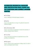 ACCREDITED RESIDENTIAL MANAGER ARM CERTIFICATION FINAL PAPER 2026 TEST QUESTIONS AND CORRECT ANSWERS VERIFIED