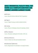 ADULT RESIDENTIAL FACILITY FINAL TEST PAPER 2026 COMPLETE QUESTIONS AND CORRECT ANSWERS ALREADY PASSED