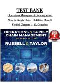 TEST BANK Operations Management Creating Value Along the Supply Chain&comma; 11th Edition &lpar;Russell&rpar; Verified Chapters 1 - 17&comma; Complete