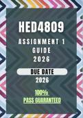 HED4809 Assignment 1 2026 Memo &vert; Due Date 2026
