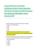 Arizona Pharmacy Technician  Certification Exam Practice Questions  And Correct Answers &lpar;Verified Answers&rpar;  Plus Rationale 2026 Q&A&vert; Instant  Download Pdf  