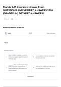 Florida 2-15 Insurance License Exam QUESTIONS AND VERIFIED ANSWERS 2026 &lpar;GRADED A&plus;&rpar; DETAILED ANSWERS&excl;&excl;