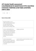ATI Mental Health assessment COMPREHENSIVE QUESTIONS WITH MULTIPLE CHOICES &vert;VERIFIED & REVISED ANSWERS &lpar;NEW&rpar; 2026