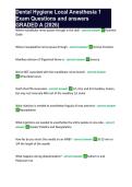 Dental Hygiene Local Anesthesia 1 Exam Questions and answers GRADED A &lpar;2026&rpar;