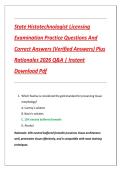 State Histotechnologist Licensing Examination Practice Questions And Correct Answers &lpar;Verified Answers&rpar; Plus Rationales 2026 Q&A &vert; Instant Download Pdf