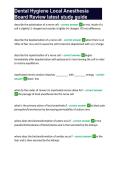 Dental Hygiene Local Anesthesia Board Review latest study guide