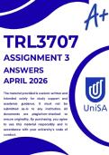TRL3707 ASSIGNMENT 3 SEMESTER 1 2026 &ast;COMPLETE ANSWERS&ast; DUE DATE APRIL 2026 &lpar;BEST ANSWERS FOR THIS ASSIGNMENT&rpar;