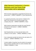 Utah General Contractor's Course - Business and Law Exam Prep QUESTIONS WITH ANSWERS
