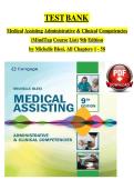 Test Bank For Medical Assisting Administrative & Clinical Competences 9th Edition by Blesi Chapters 1-58 ISBN&colon;9780357502815 GET IT 100&percnt; ACCURATE&excl;&lpar;Graded A&plus;&rpar; latest Version